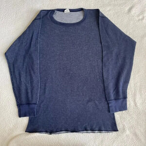 J.E Morgan Thermal Men's‎ Shirt Size L 42-44 Blue 100% Cotton Long Sleeve